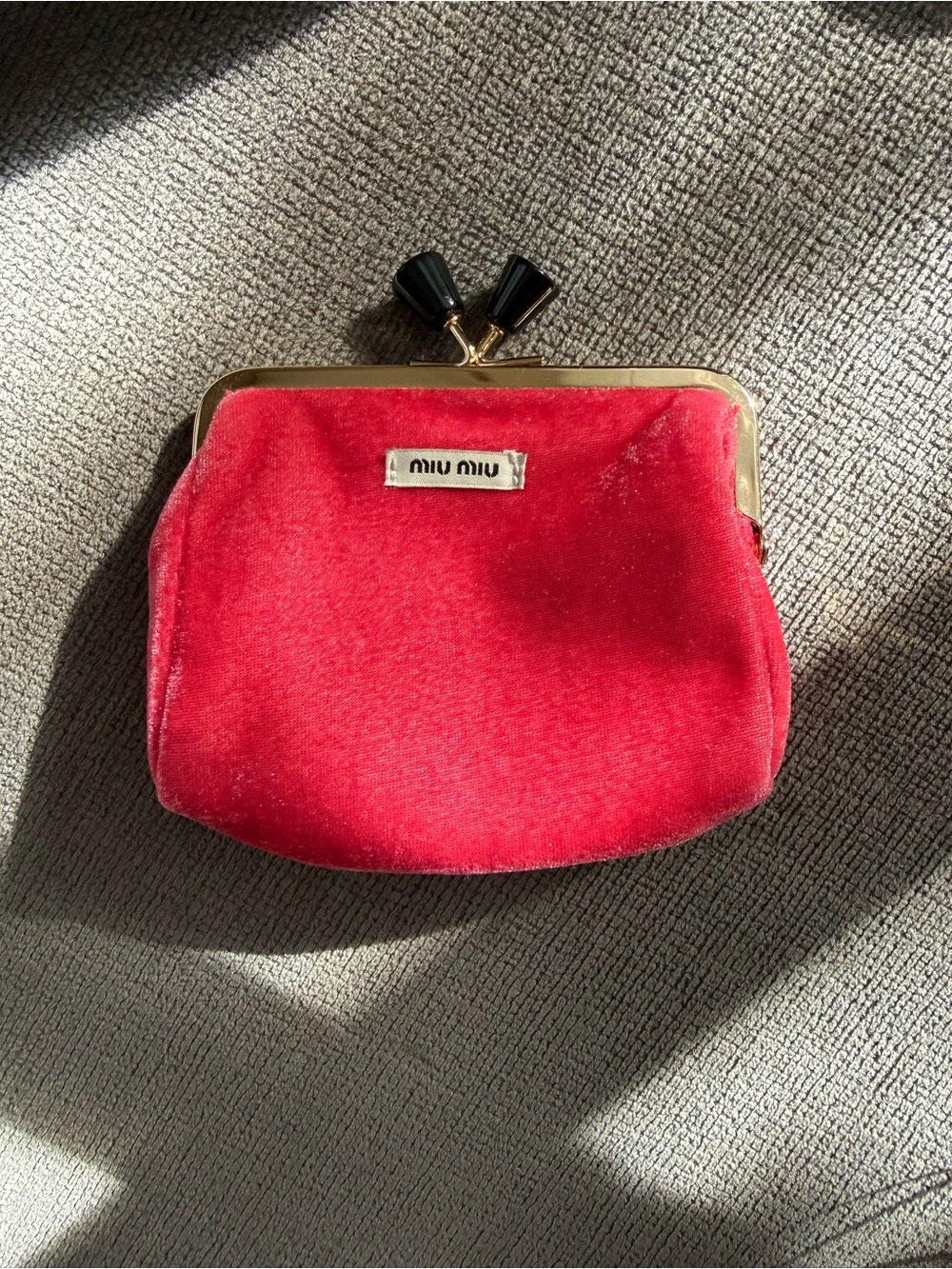 Miu Miu Red Velvet Kiss-Lock Cosmetic Pouch